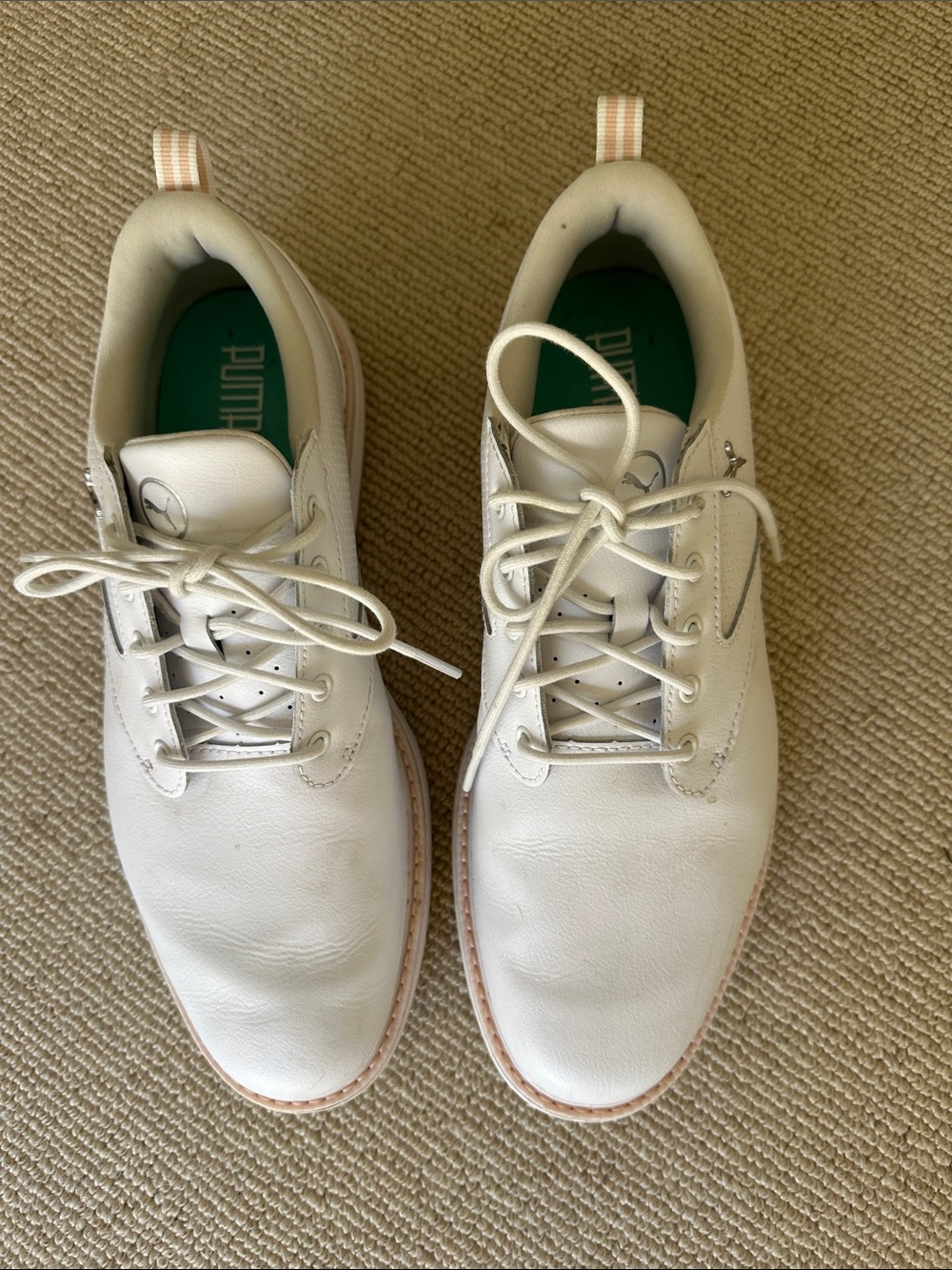 Puma ladies golf shoes White Leather Lace-Up Oxfords sz 10